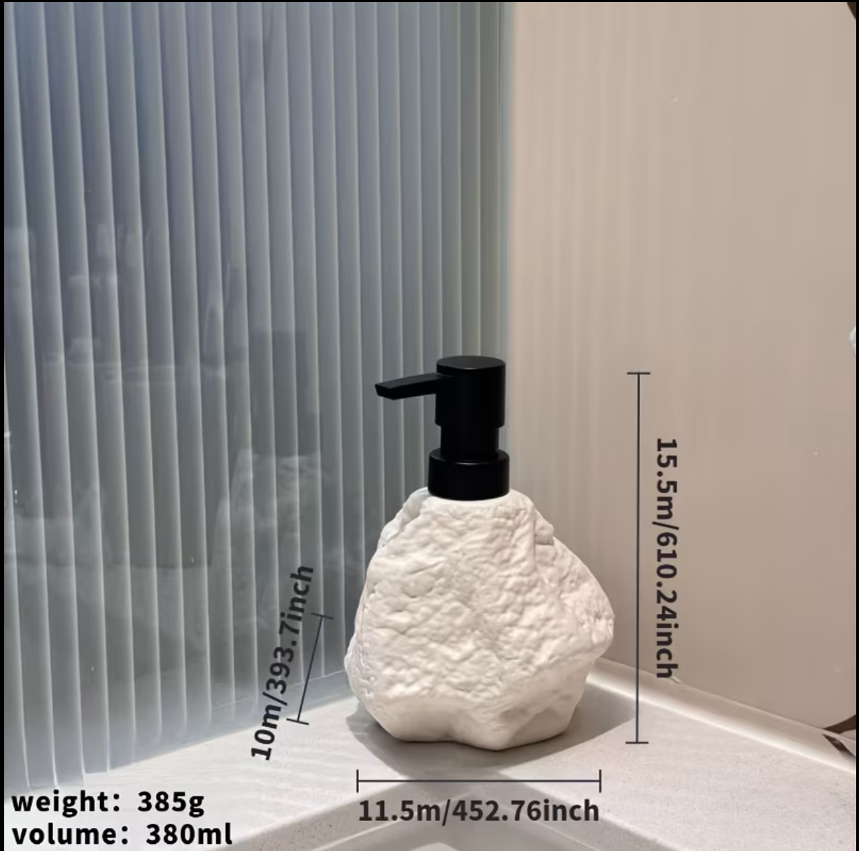Sabi Style Simulated Rock Shape Ceramic Soap Pump Dispenser 
موزع صابون سيراميك بتصميم حجر طبيعي – أسلوب سابي