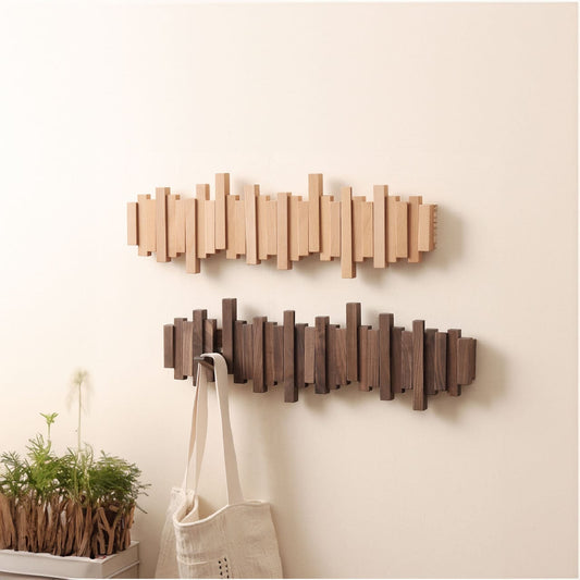 Solid Wood Wall Mount Coat Rack with Piano Key Design - Easy Install, Stylish Wall Organizer for Bedroom, Entryway, and Doorway, Coat Hanger |