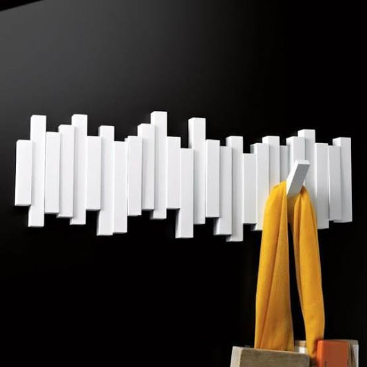 Solid Wood Wall Mount Coat Rack with Piano Key Design - Easy Install, Stylish Wall Organizer for Bedroom, Entryway, and Doorway, Coat Hanger |
