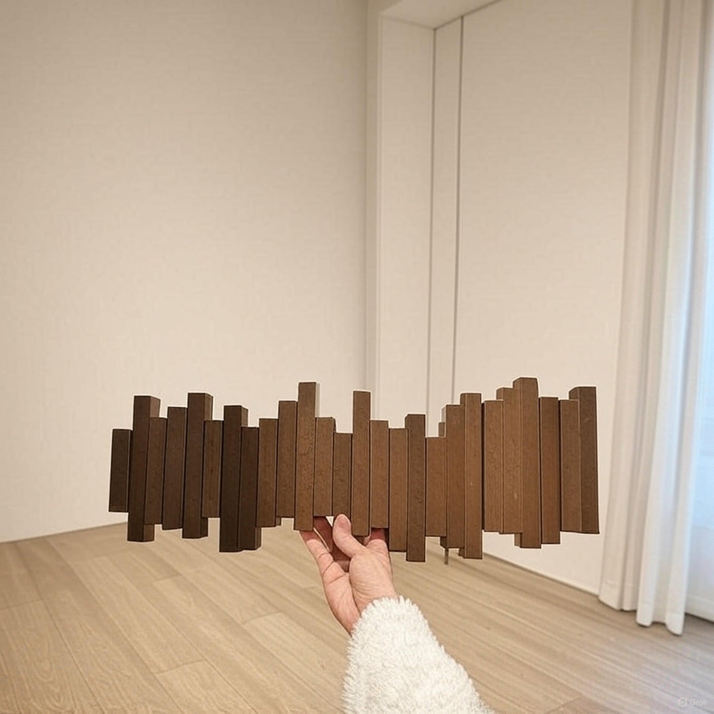 Solid Wood Wall Mount Coat Rack with Piano Key Design - Easy Install, Stylish Wall Organizer for Bedroom, Entryway, and Doorway, Coat Hanger |